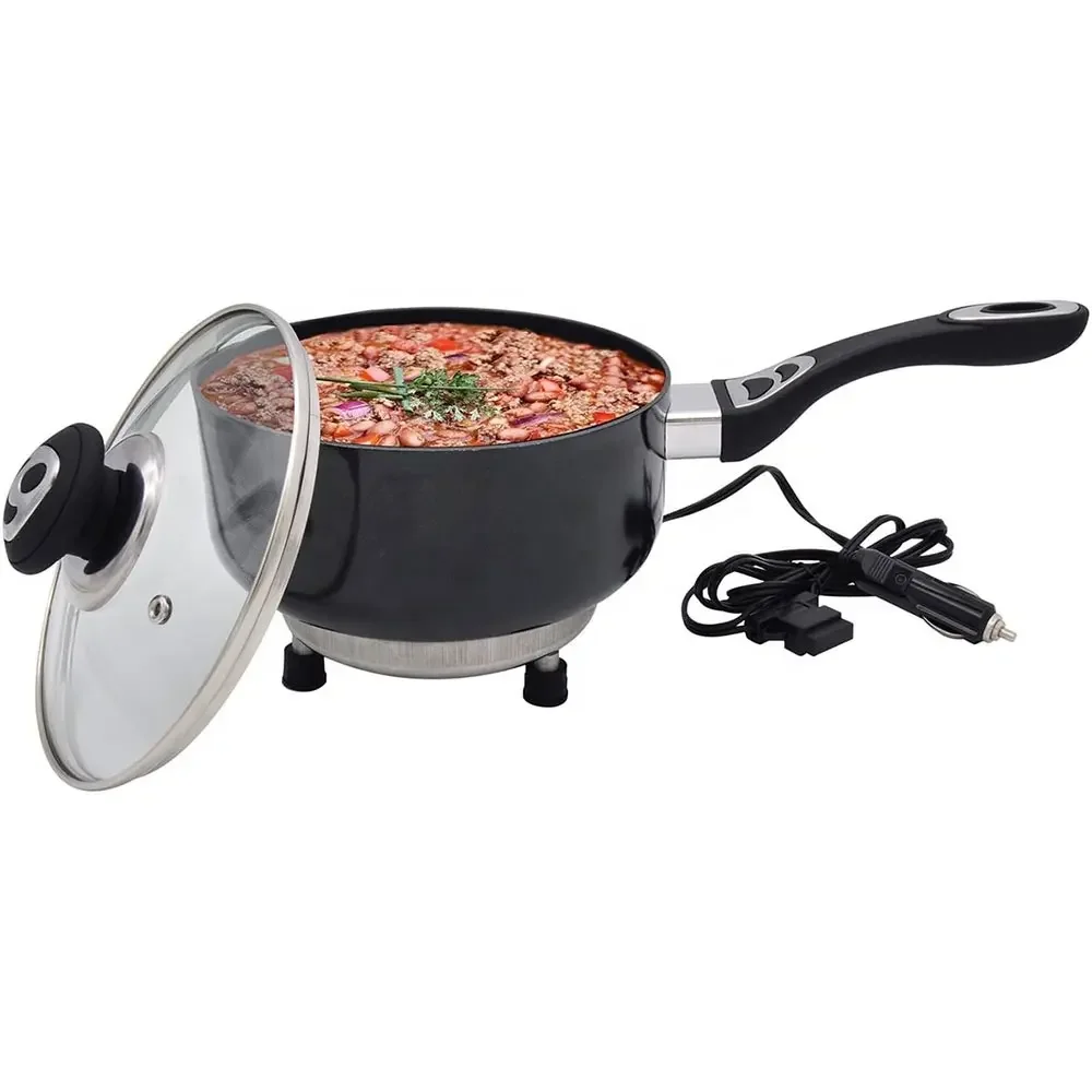 Portable 12V/24V Aluminum Electric Car Saucepan: Versatile Cooking Pot for 12-Volt Applications