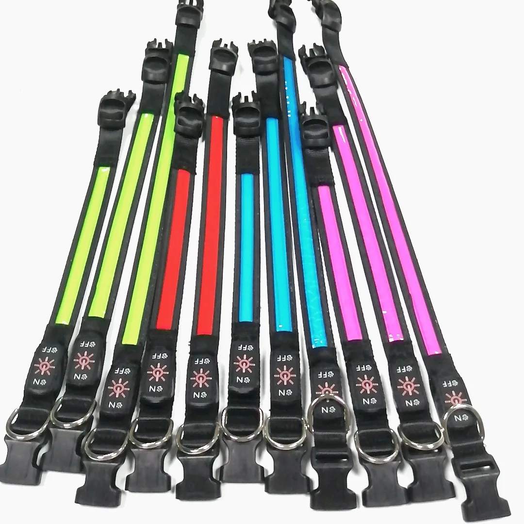 LED Light Nylon Webbing Wholesale Custom Pets Accessories Dog Collar Led Collares