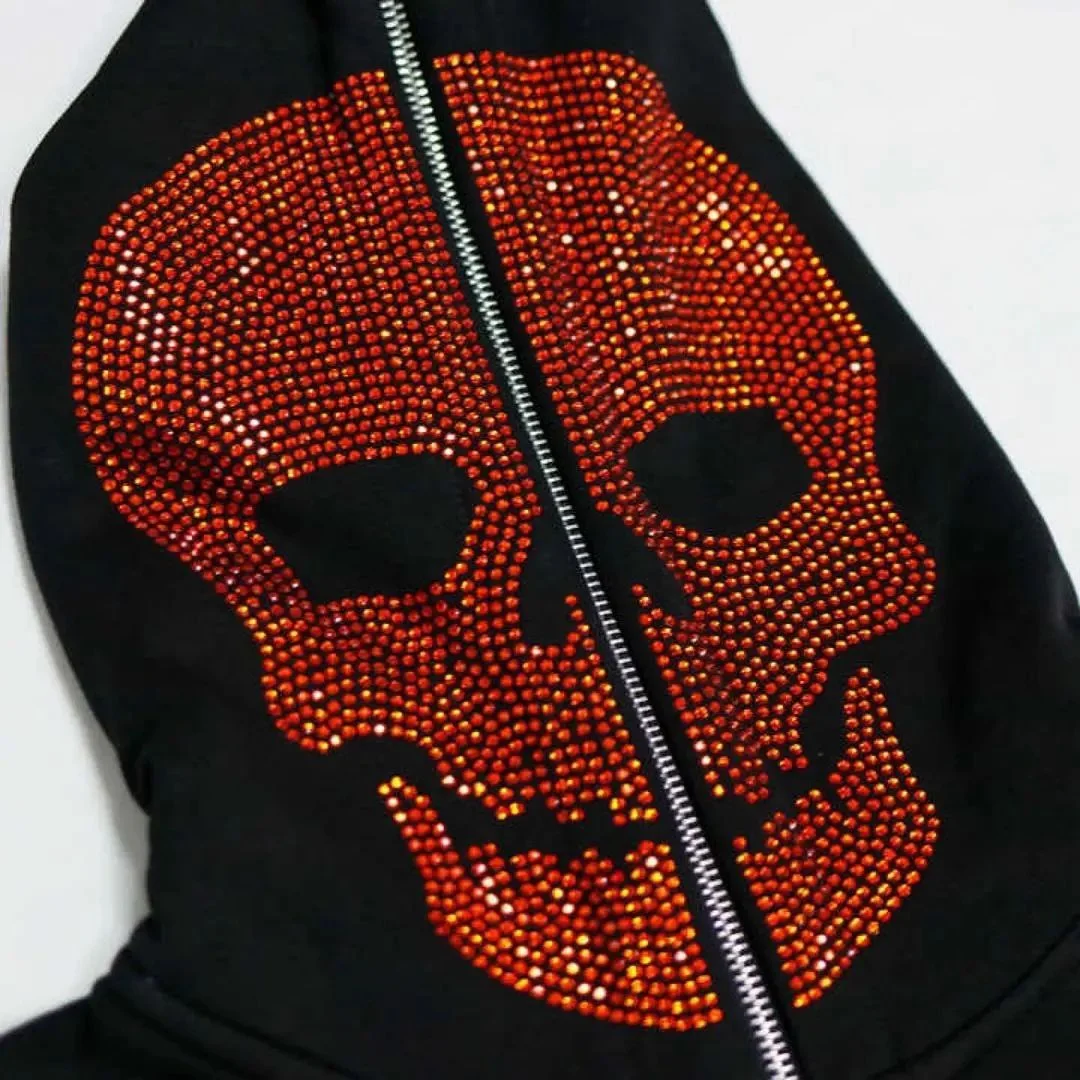 Custom Logo All Over Print Fleece Over Sized Rhinestone Full Men Face Zip Up Hoodies