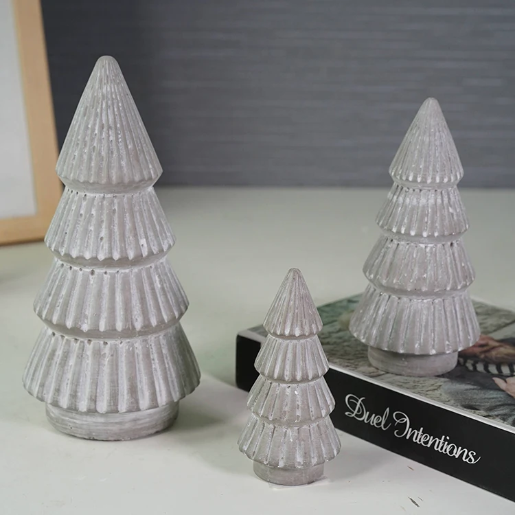 Cement mini christmas tree ornaments holiday table decoration china wholesale decorative pieces cheap home decor