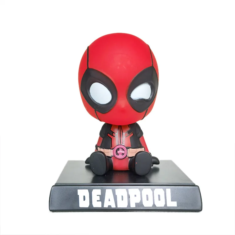 The Avengeres Deadpooles 3D Shaking the head doll SpiderManes Hulks Pvc Figure Batmanes Car Model Ornaments Toy Figure