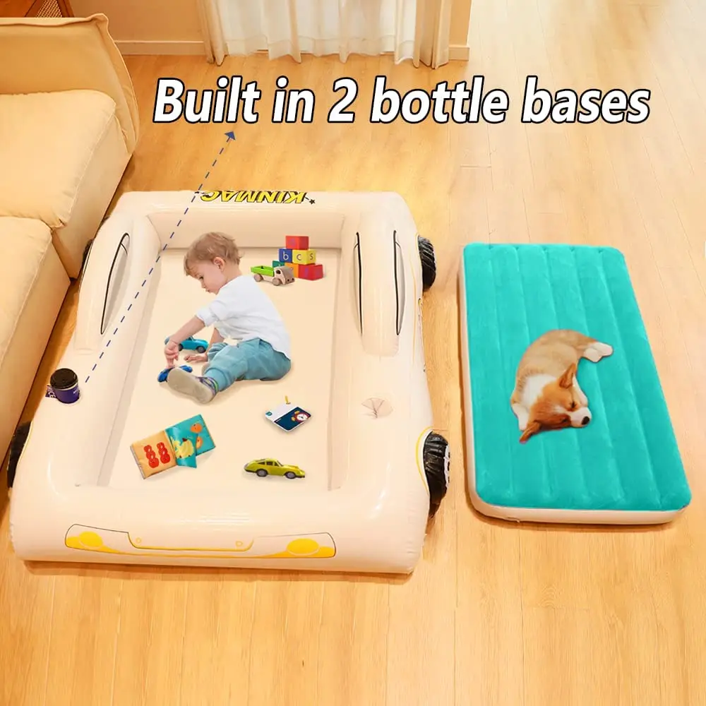 Inflatable Toddler Travel Bed Portable Travel Toddler Air Bed for Kids Camping Air Mattress Racecar Toddler Bed with Sides