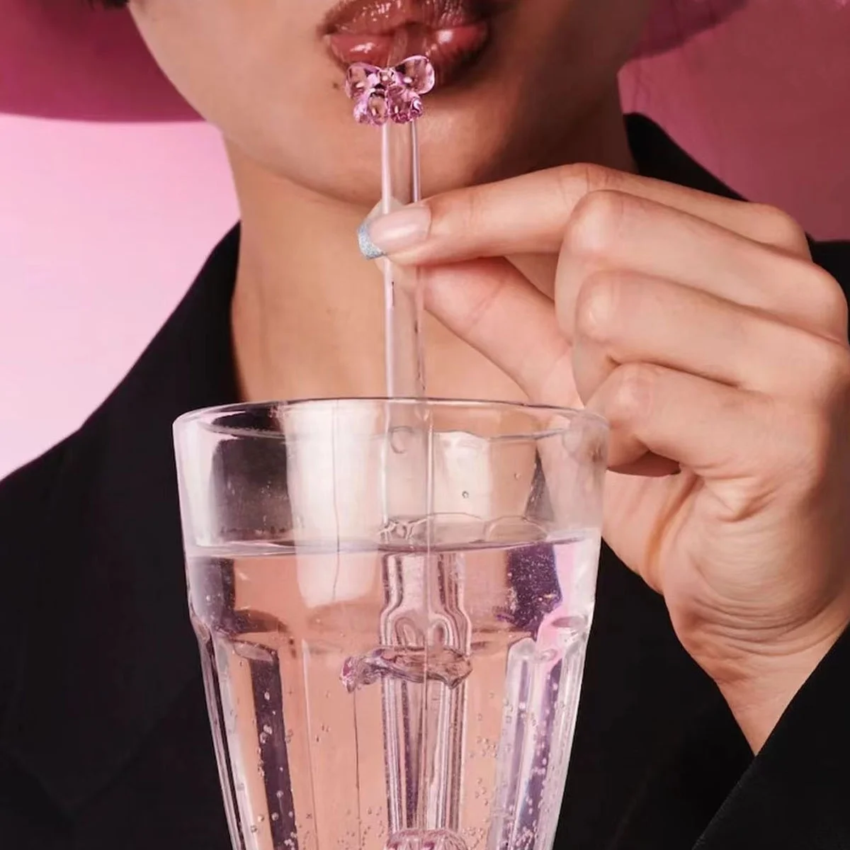 Cute Bow Glass Straws Borosilicate Glass Straws 8mm
