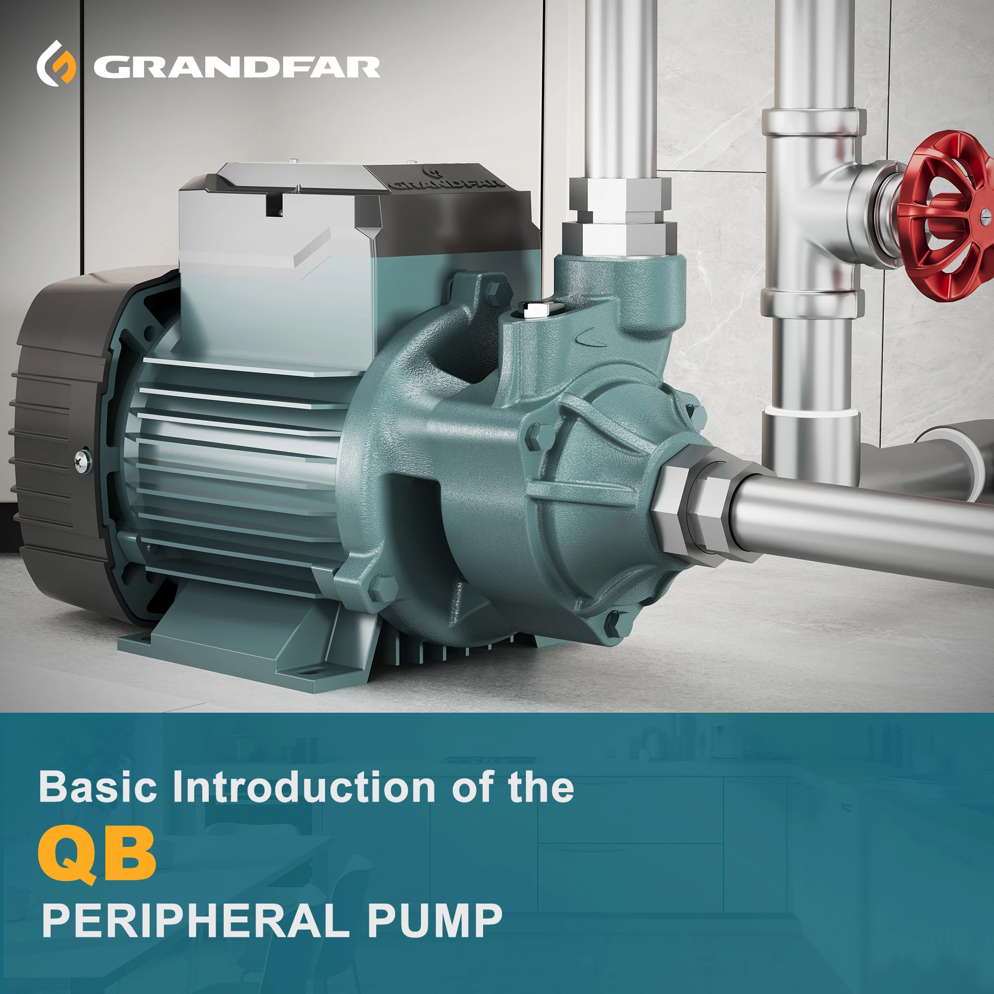 GRANDFAR Customized Hot Sale Wholesale Vortex Boiling Water Pump 0.55kw 48M Max Head QB 70 Electric Peripheral Pump