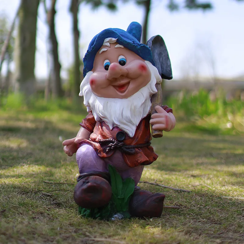 Human life size outdoor cartoon fiberglass snow white princess and seven dwarfs fairy tale resin mini gnome statue sculpture