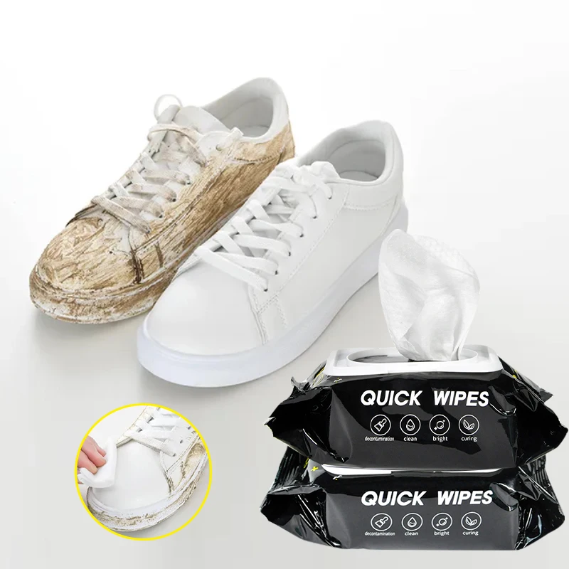 Custom Logo Wet Tissue Supplier Eco-Friendly 30 Leather Shoe Shine Wet Wipes for White Shoe Cleaning