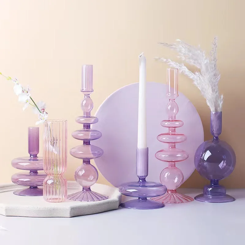 Wholesale Customizable nordic style home wedding dinning decoration borosilicate glass candleholder candle holder