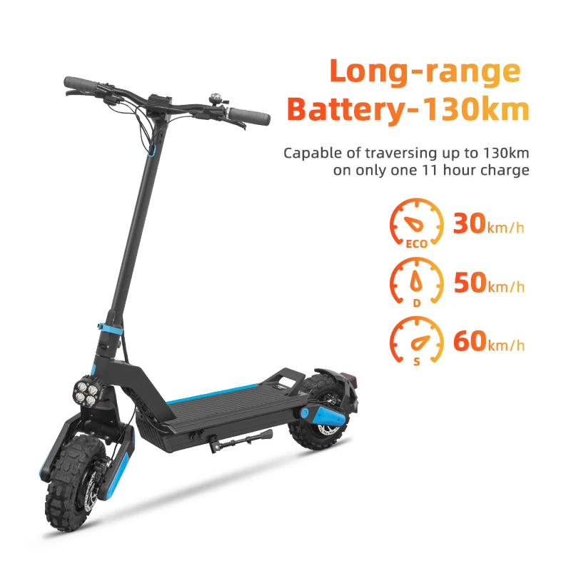 Dual charge ports off road powerful scooter with atmospheric lights off-road motorized scooter