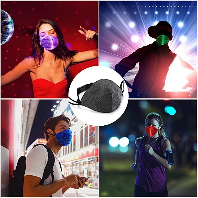 2020 перезаряжаемая аккумуляторная Rave маска светящаяся светодиодная волоконная для лица на Хэллоуин маскарадное украшение