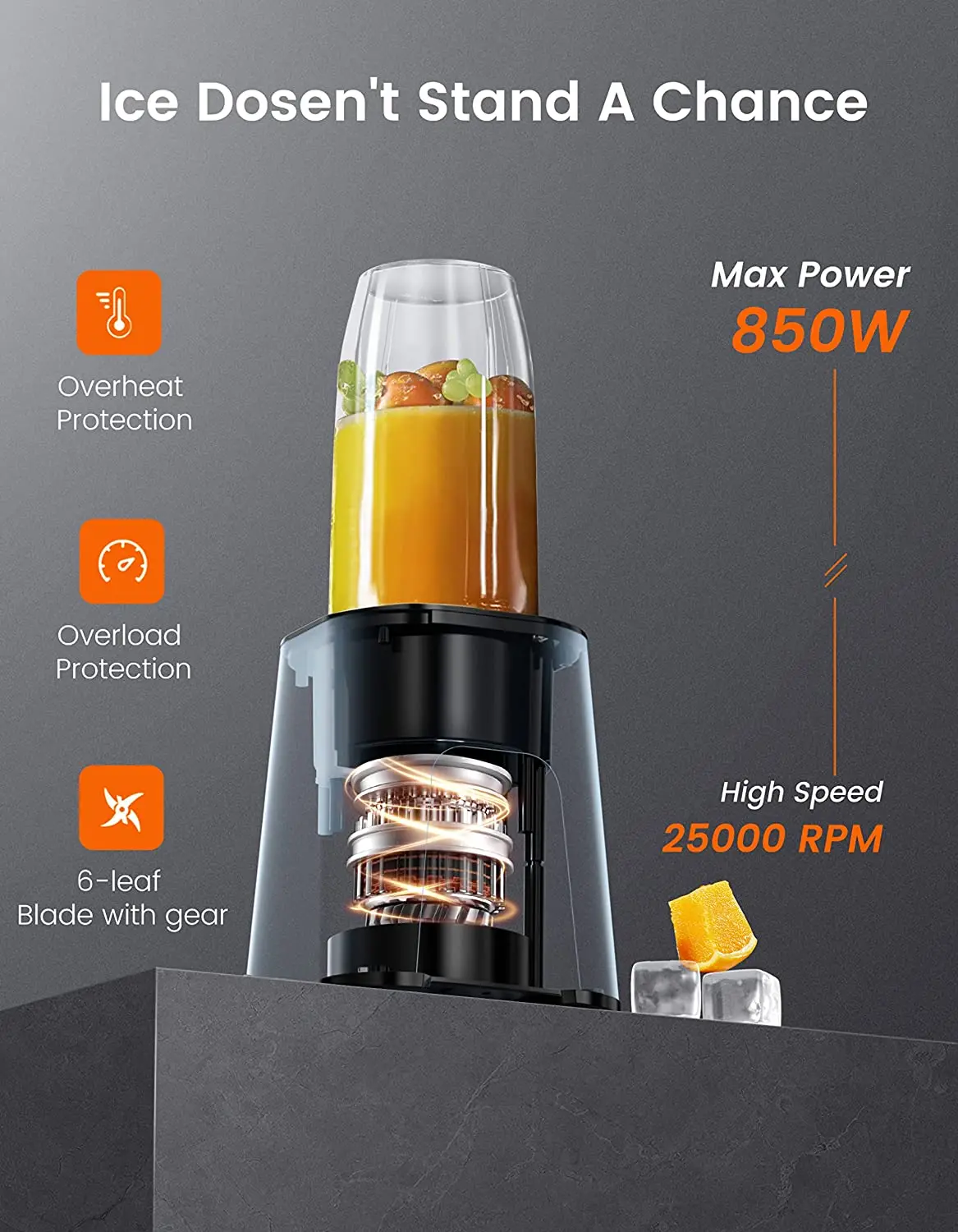 2024 New PC2108 Portable Fruit Juicer Ice Smoothie 6 Blades Blender Electric Mixer Multifunctional Blender for Living