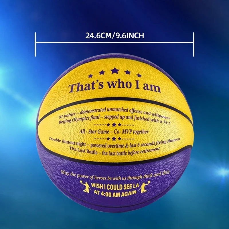 No.7 Standard Size Basketball Classic Purple&Yellow Color Best Gift For Friend Family Sports with Free Pump Bag Pins