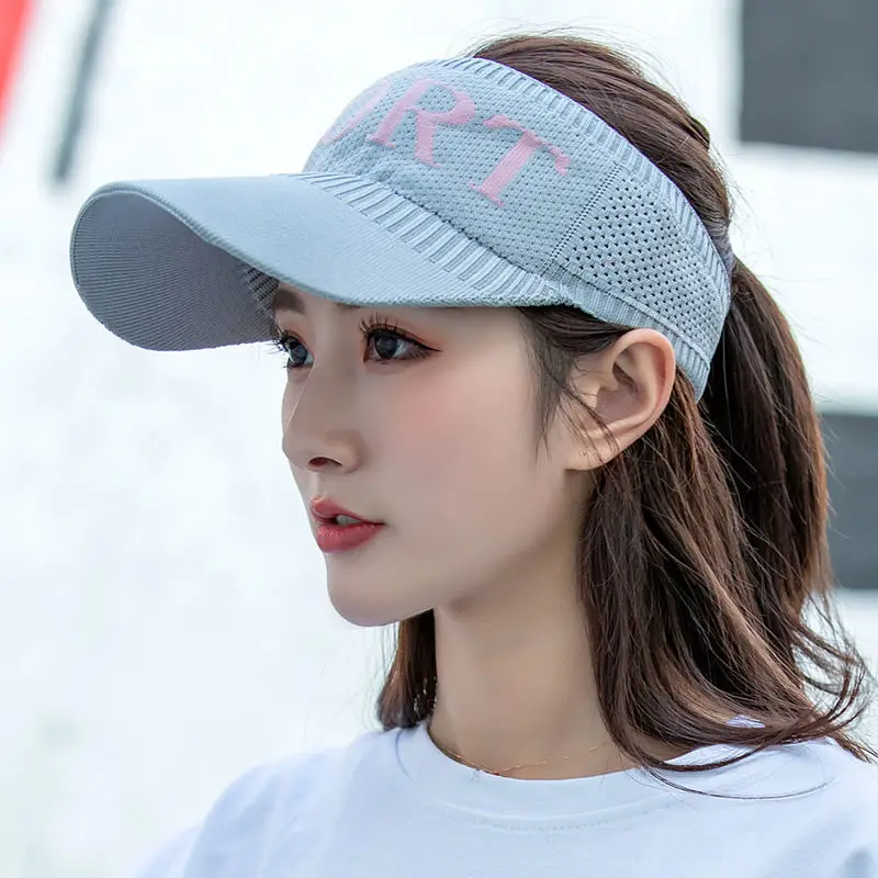 wholesale custom logo Widen sweatband sun visor cap fashion golf empty top hat