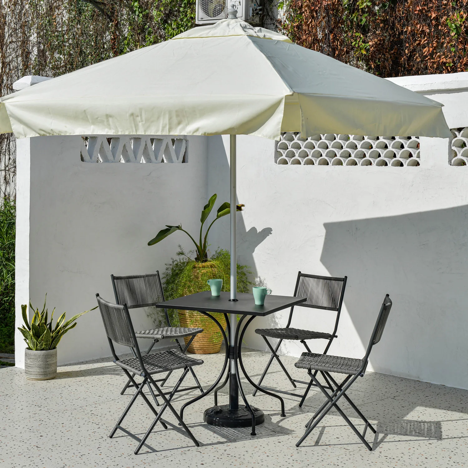 60 70cm round square metal carbon steel garden outdoor furniture table sets patio wicker rope rattan folding chairs