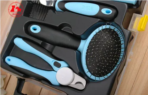 Pink/Blue 5 IN 1 Pet Products DELE Pet Grooming Kit Dog Grooming Tool Set Comb Brush Leash Nail Clipper Luxury