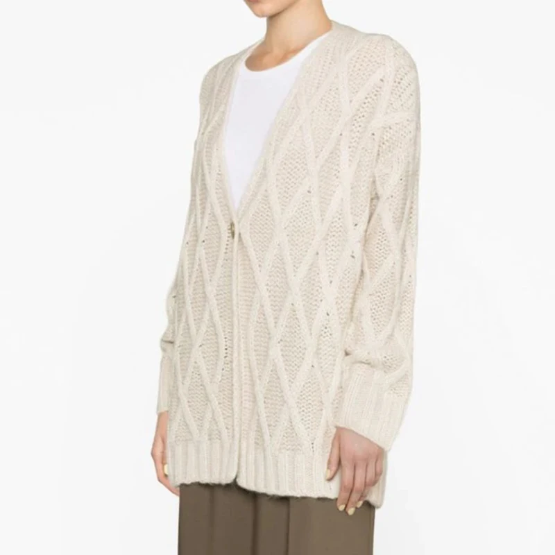 2024 Ladies V Neck Knitted Top Knitwear Fashion Plus Size Knit Cardigan Long Sleeve Women Loose Casual Sweater