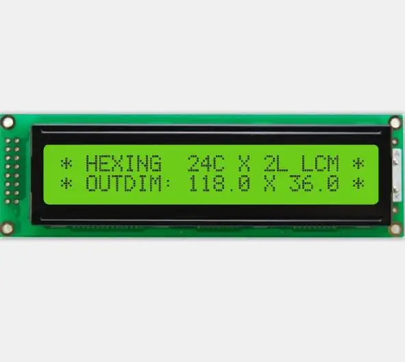 Ultra low operating Temperature 24X2 Character STN Yellow Green 16 Pin 4 bit/8bit Parallel 5V LCD Display Module 2402