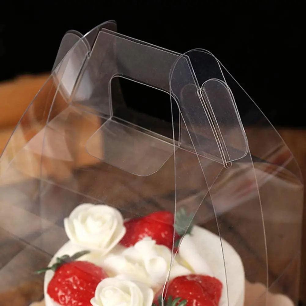 Plastic Square Tall Cake box 12 x 12 x 6 Inches Clear Plastic Box With Handles Cake Box Triangle