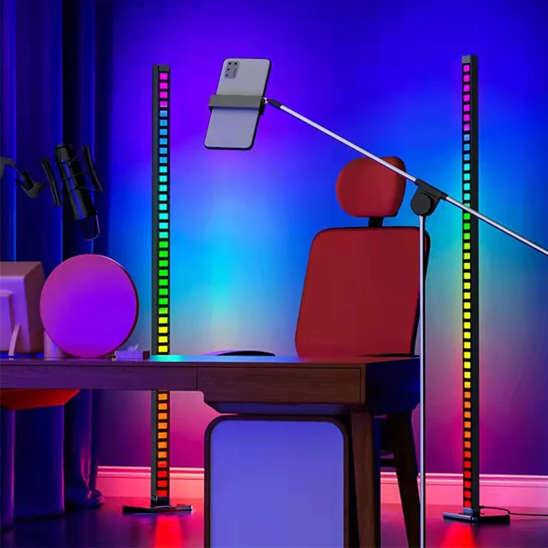 KD style RGB Music Sync Rhythm Recognition Led Indicator Audio Light Floor Standing Lamp For Party Gaming Room Dj Bar