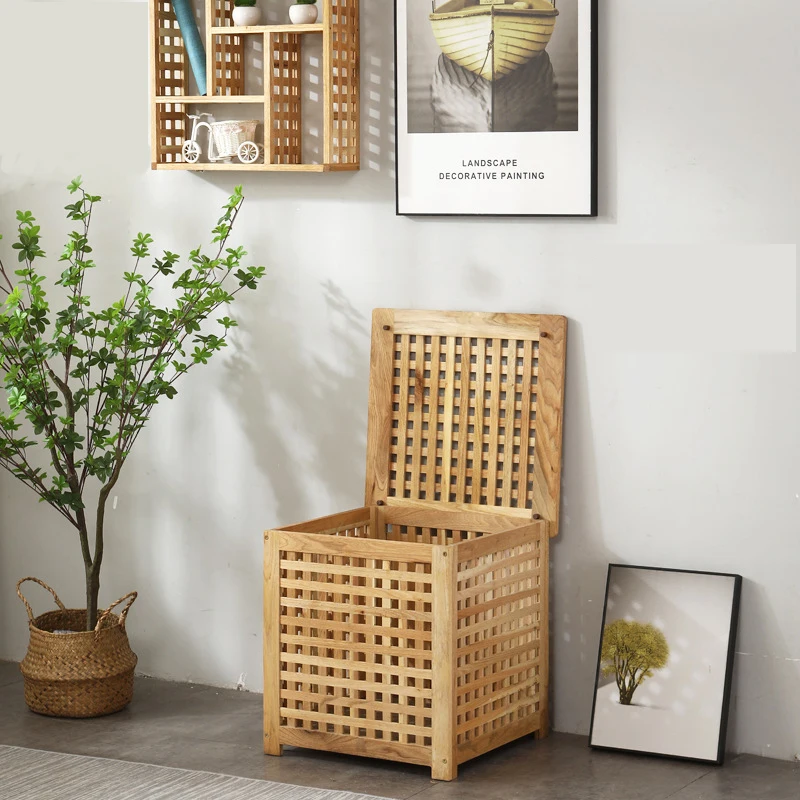 Customized Livingroom Bathroom Bamboo Wooden Dirty Clothes Bamboo Laundry Storage Box/Bin/Basket/Organizer