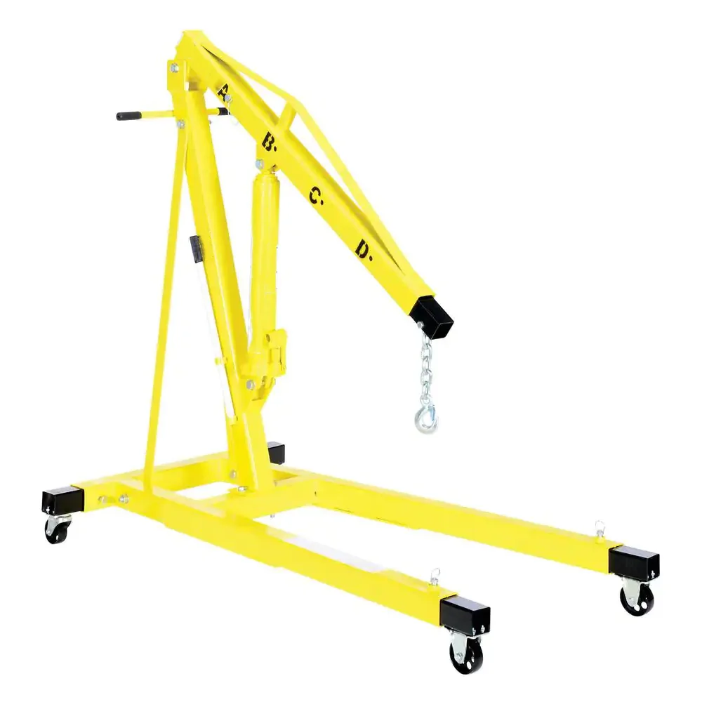 Custom Heavy-Duty Folding Hydraulic Motor Engine Hoist Crane Jack Cherry Picker Lift LS Swap Ready w/ Load Lever,