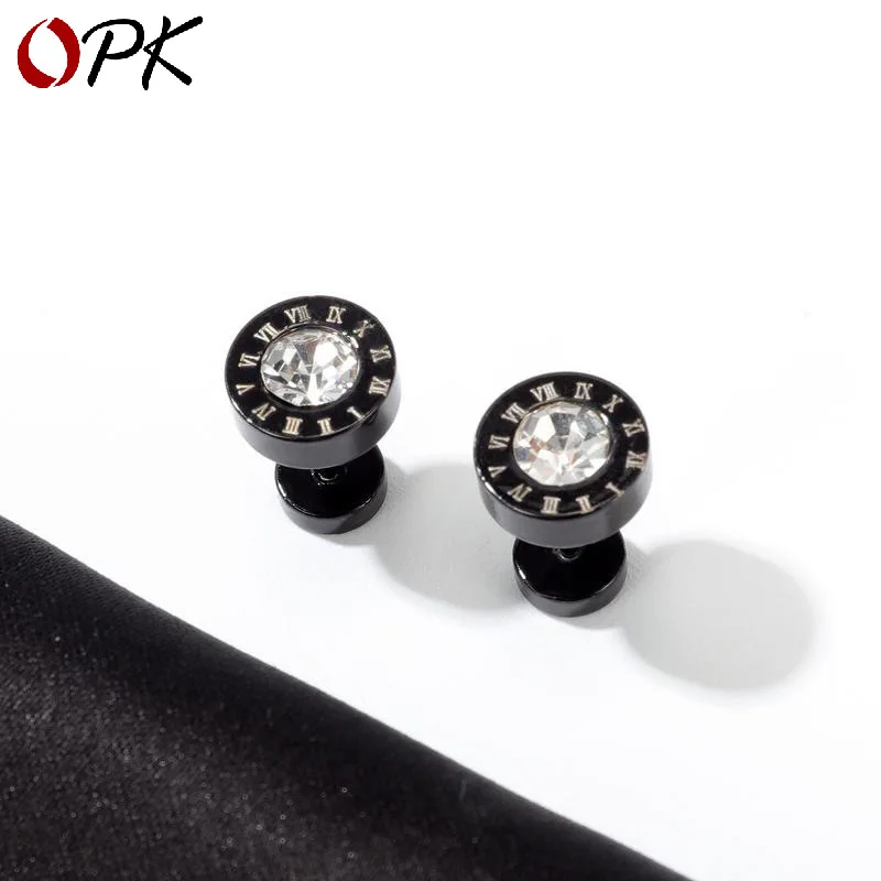 Energinox Personalized Hypoallergenic Shape of dial 316L Stainless Steel Zircon Hiphop Mens Magnetic Earrings Studs