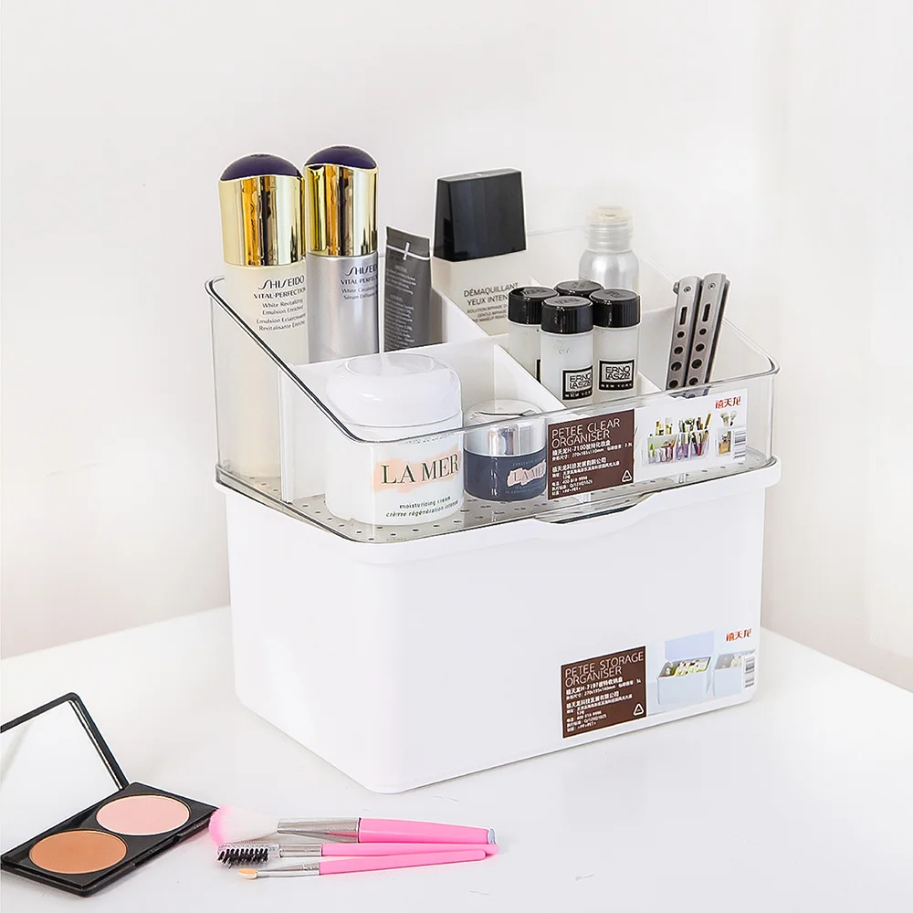 Citylife Acrylic Clear Brushes Holder Lipstick Jewelry Table Plastic Cosmetic Storage Box Make Up Organizer Containers