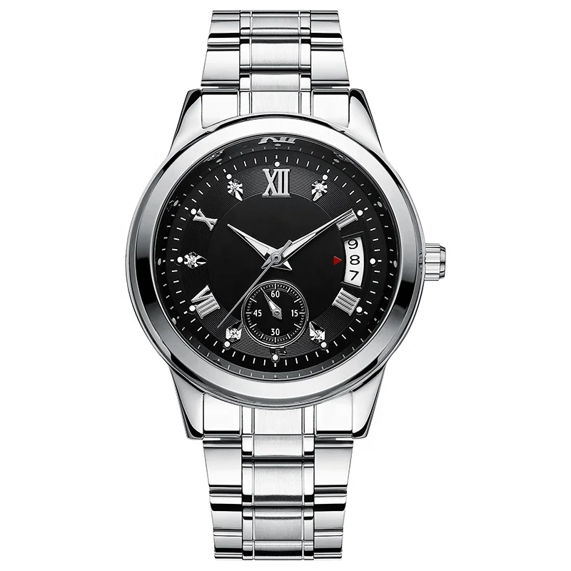 European style watches retro style ex-factory price alloy quartz popular Calendar stopwatch men stainless steel strap watches