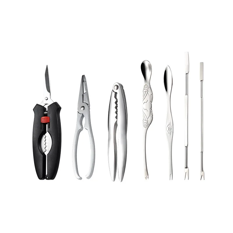 304 Stainless Steel New Crab Shape Die Cast Quick Shellfish Lobster Cracker Seafood Tools Clip Needle Fork Picks Pincer Nut Set