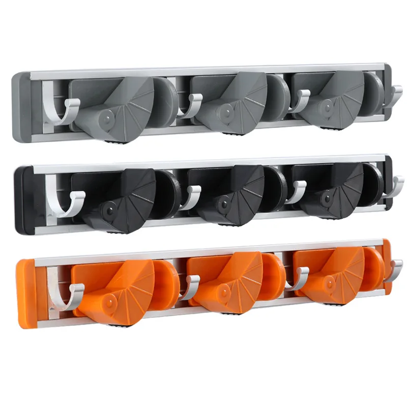 Drop Shipping Multifunctional Rotatable Broom Holder No Punch Bathroom Mop Clip Wall-mounted Aluminium Alloy Mop Holder