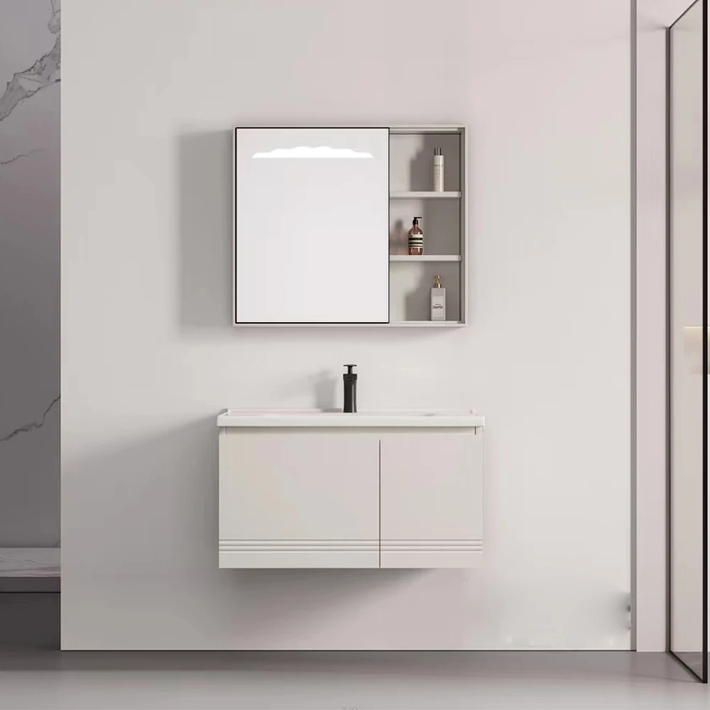 Euro Style PVC Bathroom Wall Cabinet Cheap Hotel Sink Bathroom Vanity With Mirror