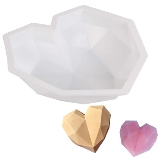 Stock diamond heart shape mousse cake silicone mold 3D decorating French dessert baking molds