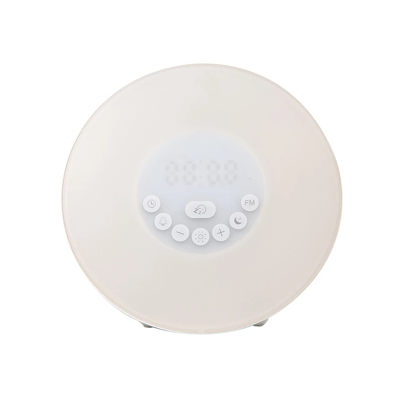 Creative Round Shape Color Changing Fabric Wake Up Gifting Desk Clock Sunrise Alarm Clock for Kids