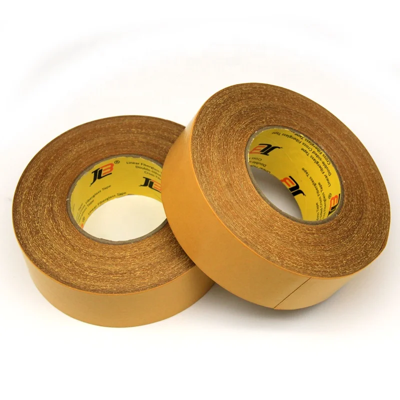 JLW-313 Glassine Paper Backed Glass Fiber Reinforced Bi-directional Double-sided Filament Tape For Foam Sealing Strip