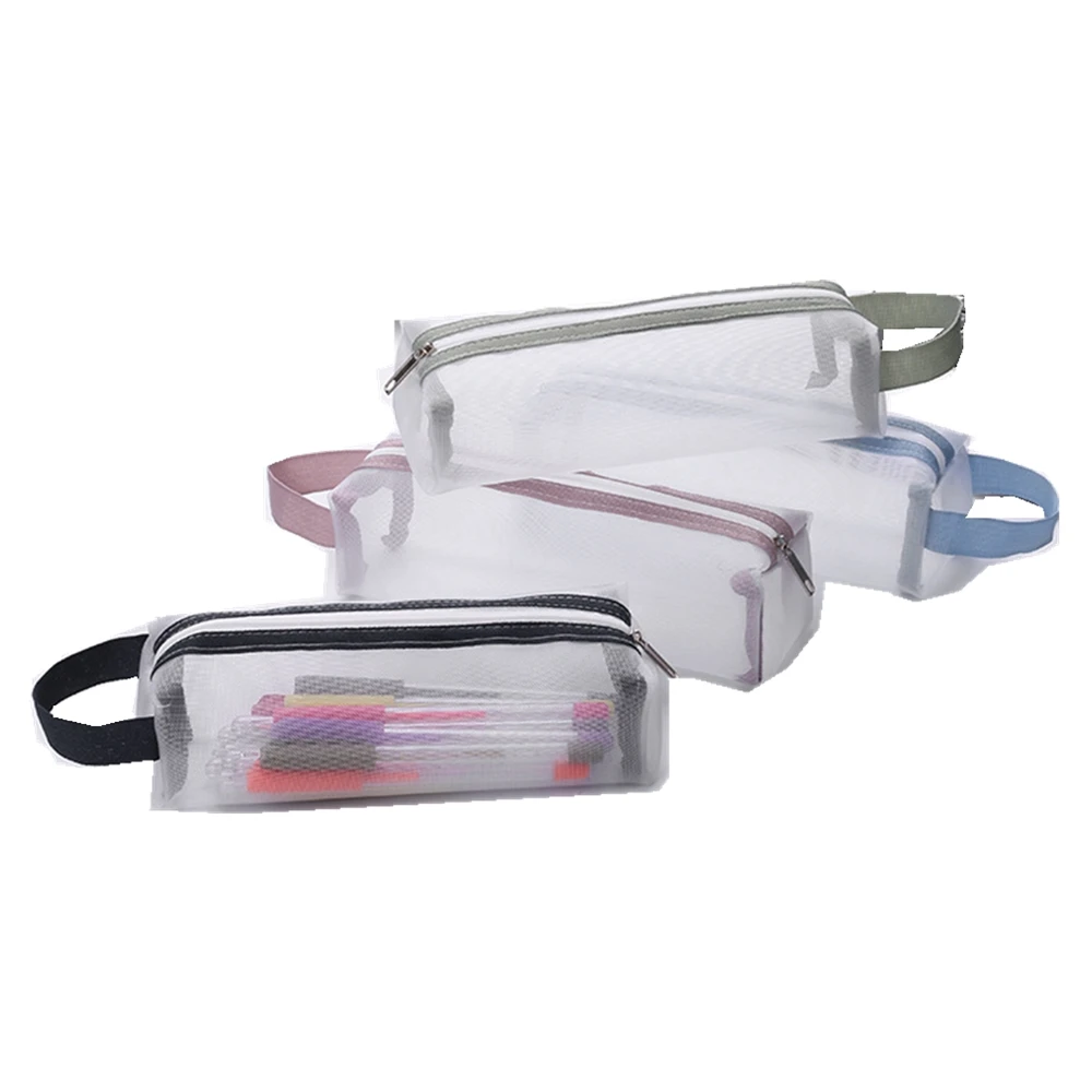 Nylon mesh pen bag with handle