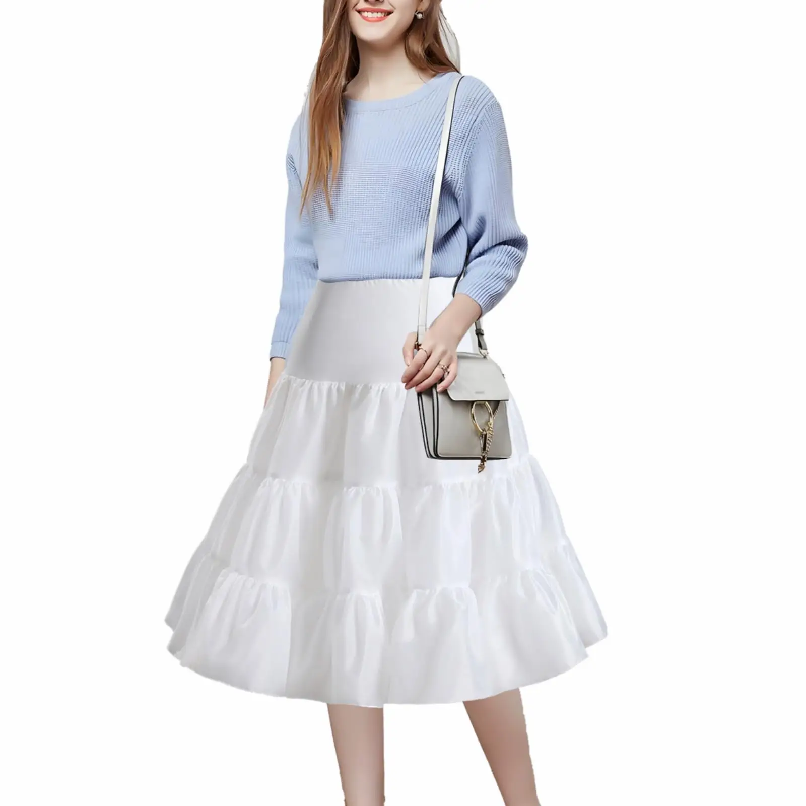 Women Underskirt Lolita White Dresses Under Skirt Puffy Adult Tutu Medium and Long Styles Skirt