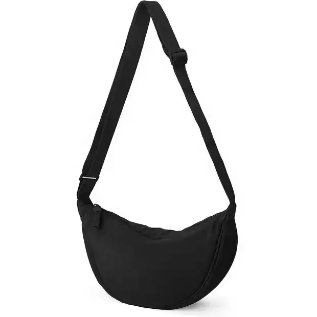 Nylon Crescent Dumpling Banana Bag Women Men Small Daypack Sling Shoulder Crossbody Messenger Bag with Adjustable Strap