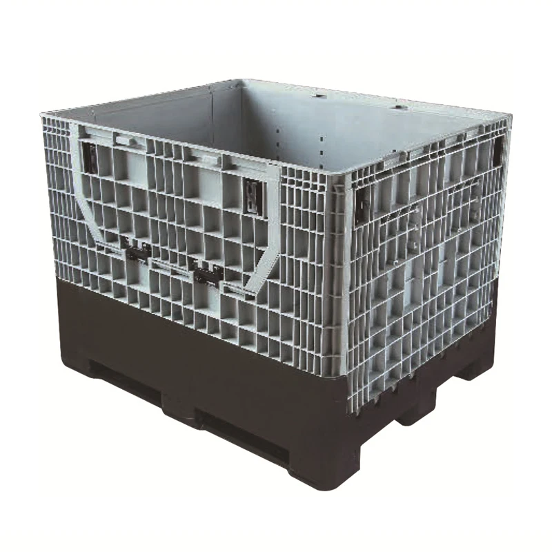 Plastic Stackable Folding Pallet Storage Bins Insulated  Rigid Pallet Storage Box with Wheels for Easy Transportation