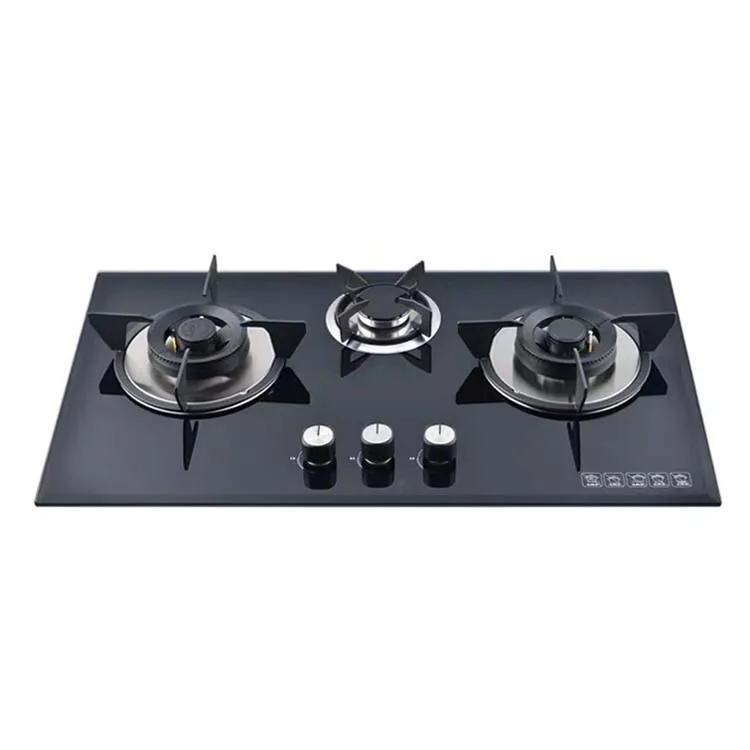 Wholesale High Efficiency Burning Three Burner Tempered Glass Benchtop Gas Stove