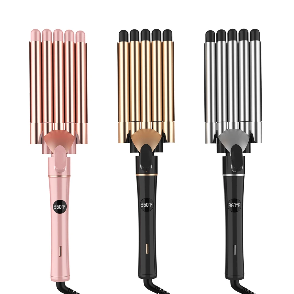 Mesky small pink custom long barrel deep waver wand  oval 400 degrees gold hot tools 3 in 1 auto rotating curling iron