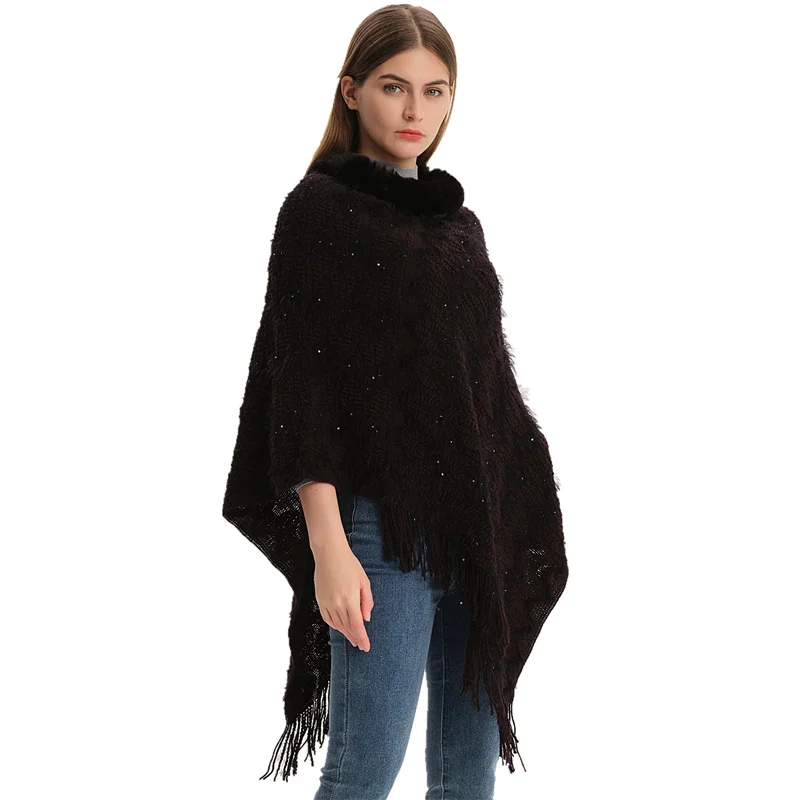 Wholesale Ladies Luxury Designer Fleece Tartan Blanket Poncho With Tassels Women Winter Warm Pashmina Wraps Shawls Cashmere Cape