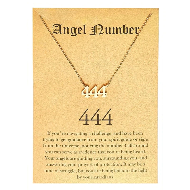 18K Gold Plated Old English Angel Number Pendant Necklace Stainless Steel 111 222 777 Number Necklace With Gift Card