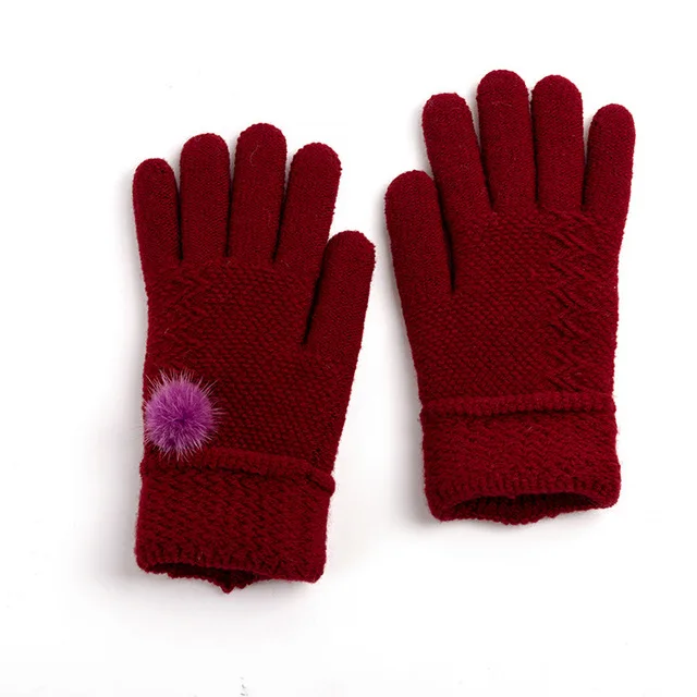 Custom Winter Thick Hand Gloves Smart Mink Wool Women Knitted Warm