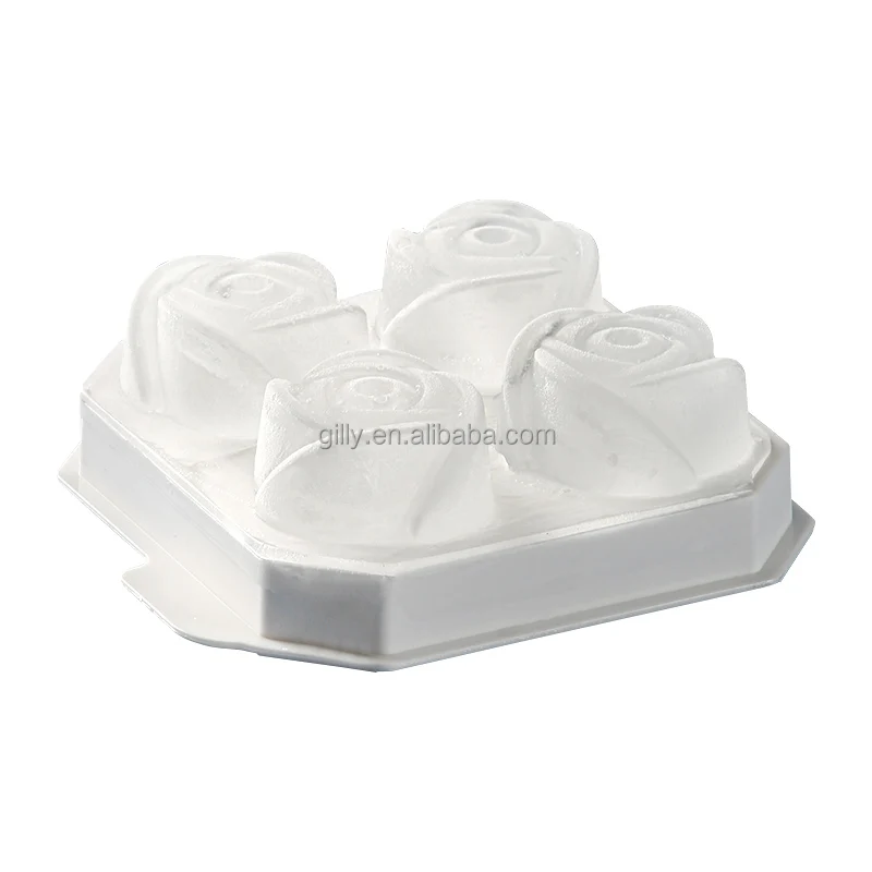 2024 new created rose shape Ice Cube Tray with Lid Ice Ball Maker Mold for Freezer Stackable Ice Trays with Covers