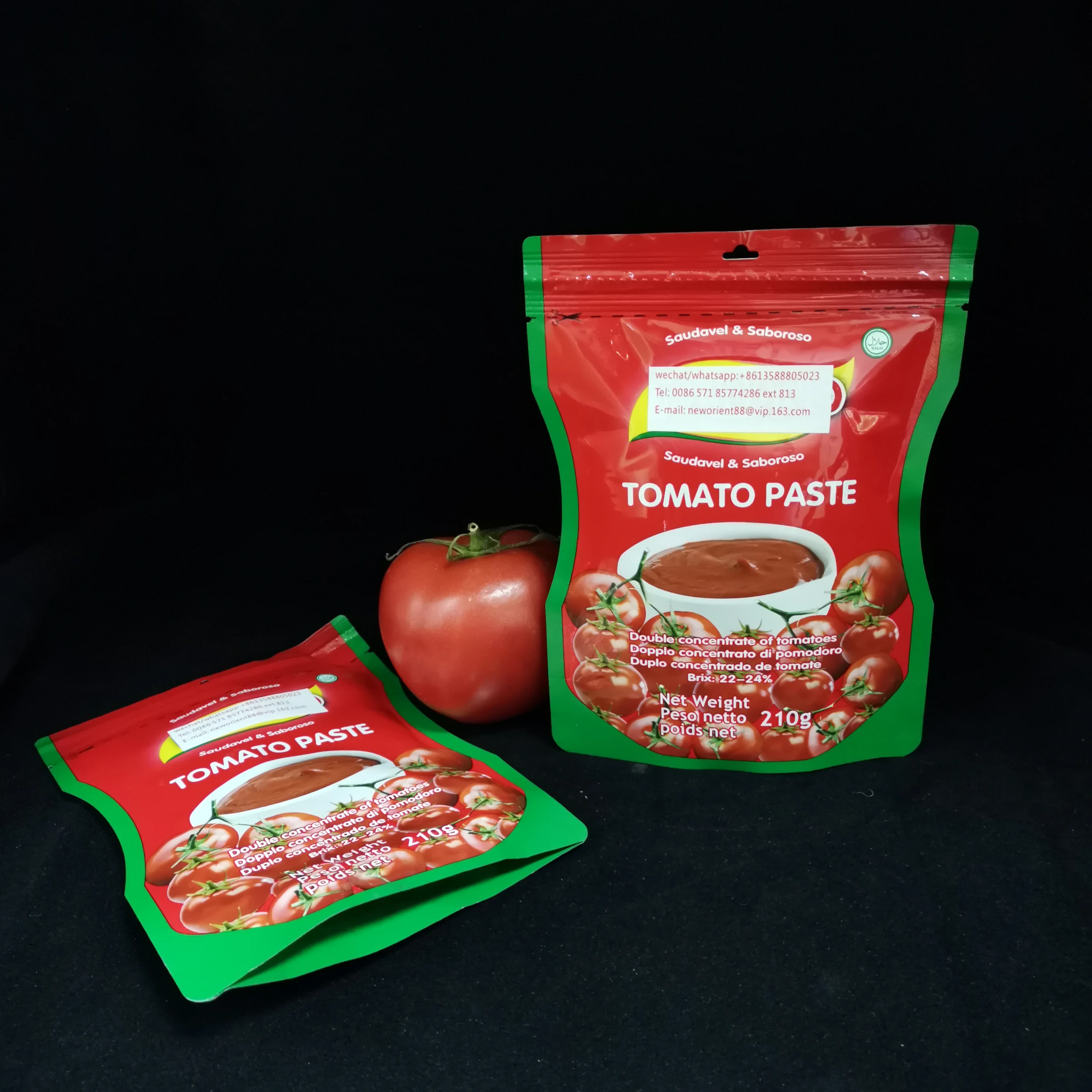Delicious Good Quality Tomato Paste 50g 70g Sachet Double Concentration 28-30% Brix Tomato Paste For African Muslim Cook