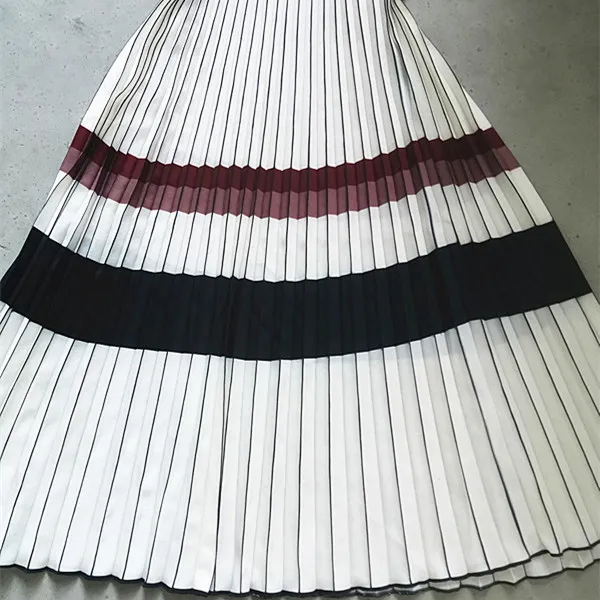 Stripes pleated skirts fabric by Italian pleating machine