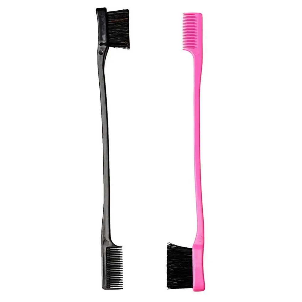 2019 Hot Selling Professional Custom Hairdressing Plastic Double Sided Hair Edge Control Comb and Brush Edge Brush for Hair