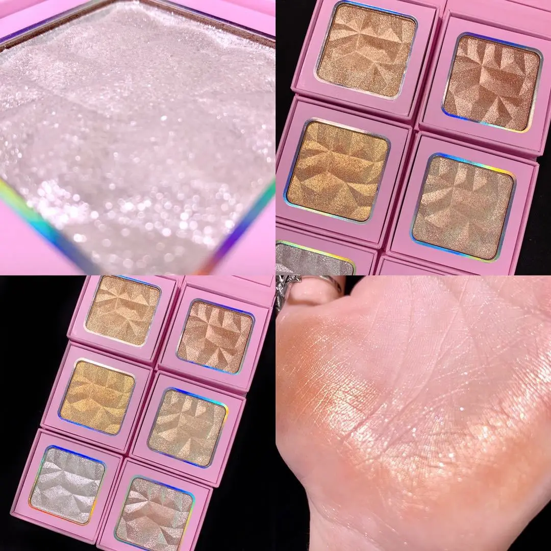 OEM ODM hgih quality highlighter makeup vegan glitter highlighter pink packaging face body shimmer highlighter palette
