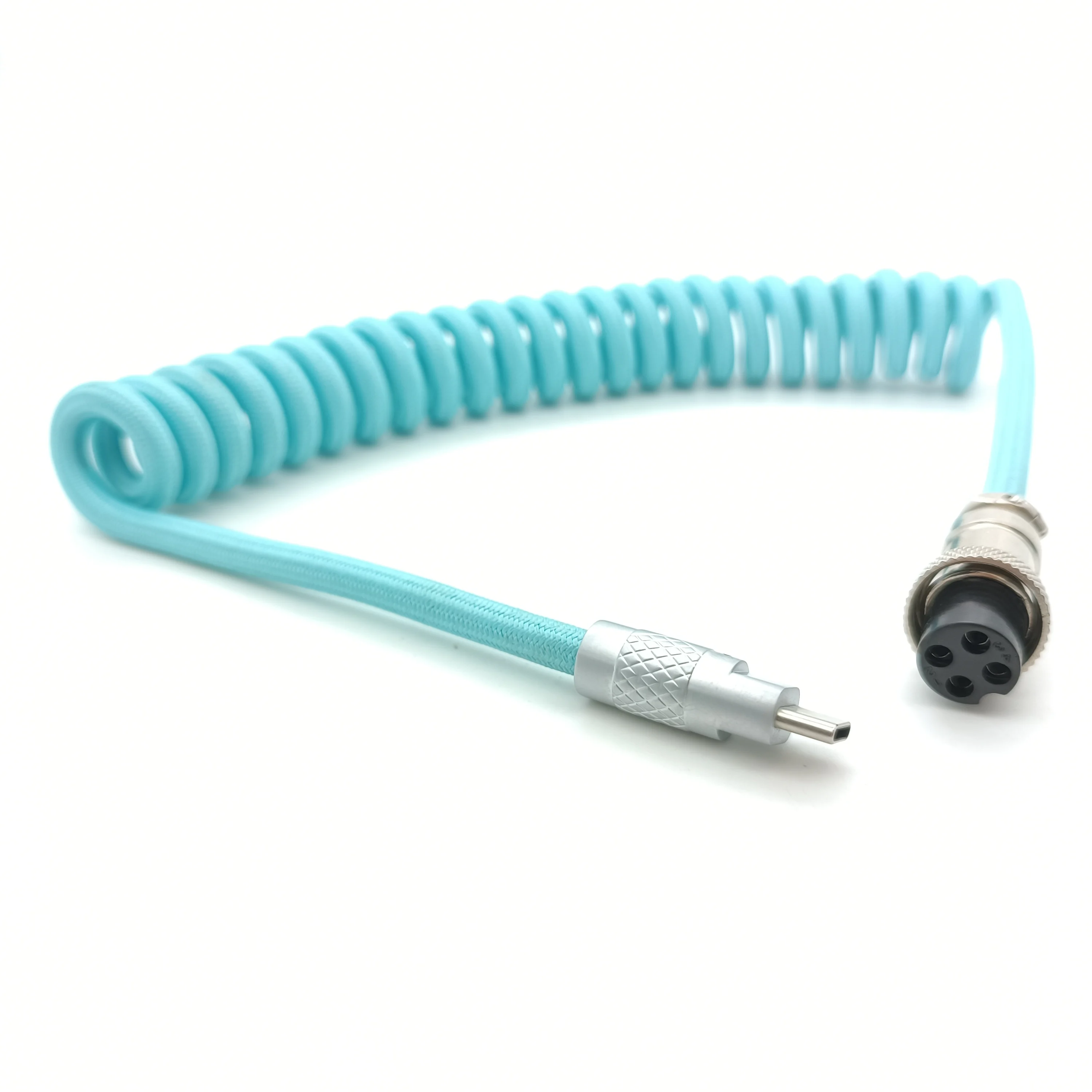 Custom Gaming Keyboard Mechanical Cable Usb C Coiled Mechanical Keyboard Cable Aviation Spring Double Sleeve Coiled Usb C Cable