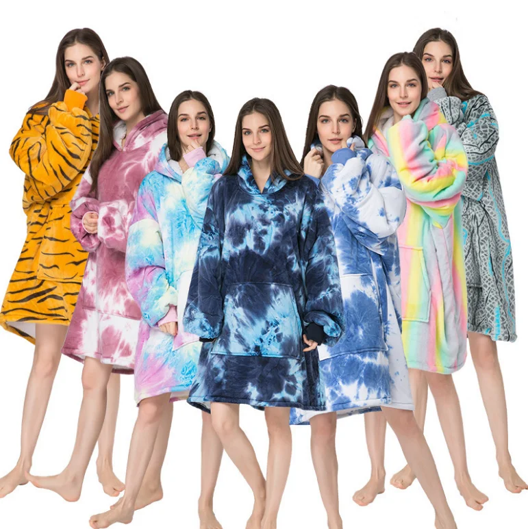 Толстый женский халат с капюшоном, теплая Домашняя одежда с длинными рукавами, фланелевая ночная рубашка для ленивых