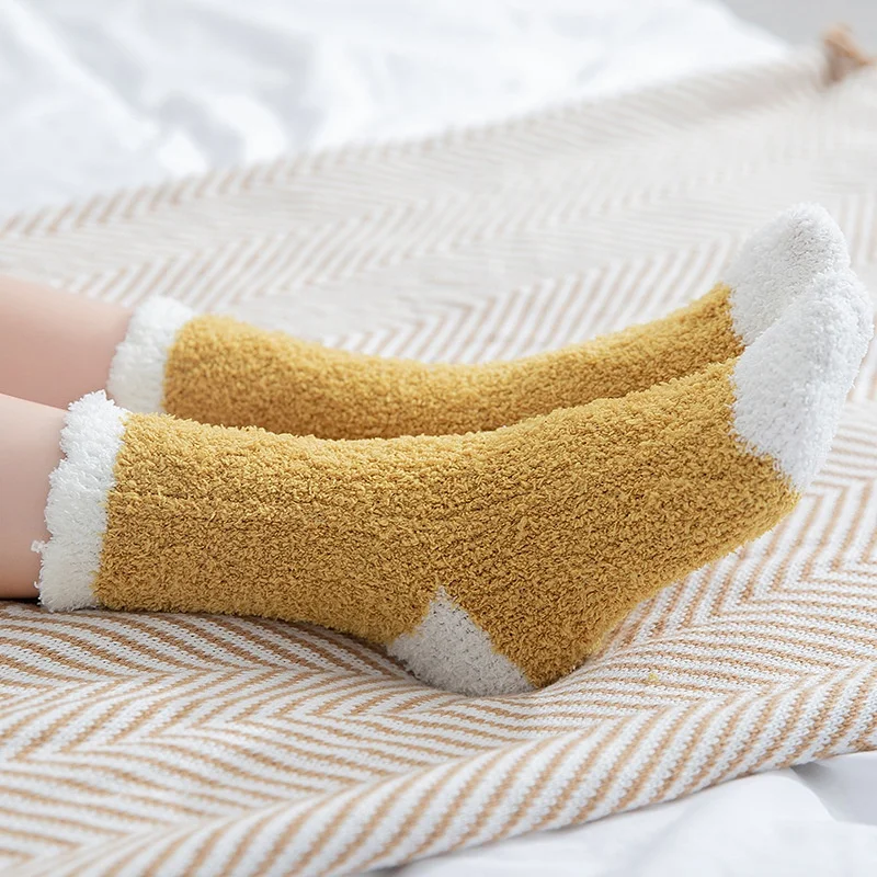 Winter Customized Pattern Plush Fuzzy Warm Slipper Home Bed Floor Socks for Women
